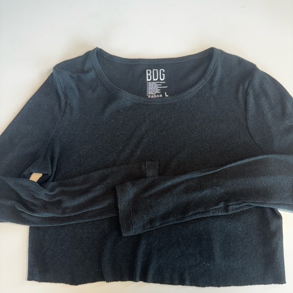 BDG: Urban Outfitters black ribbed cropped long sleeve - Picture 1 of 3